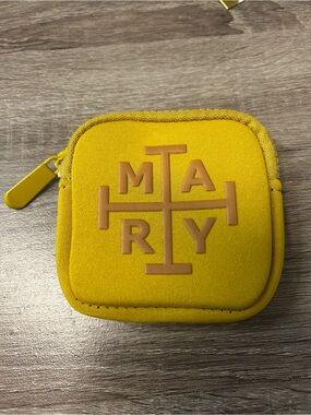 MARY mini religious cute mustard Yellow Neoprene Zip coin Pouch